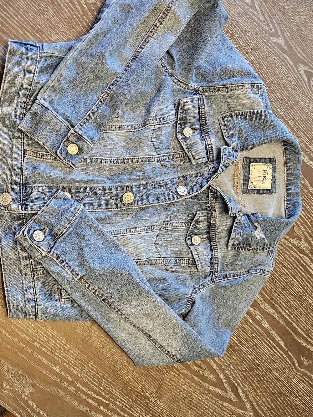 Mudd Light Blue Denim Jacket with Contrast Stitching